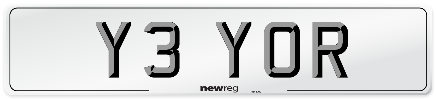 Y3 YOR Number Plate from New Reg